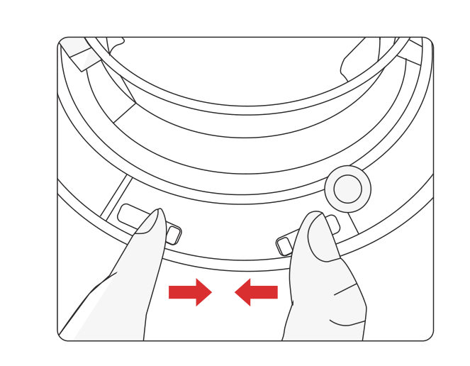 Press the two base latches toward the center to collapse the softbox