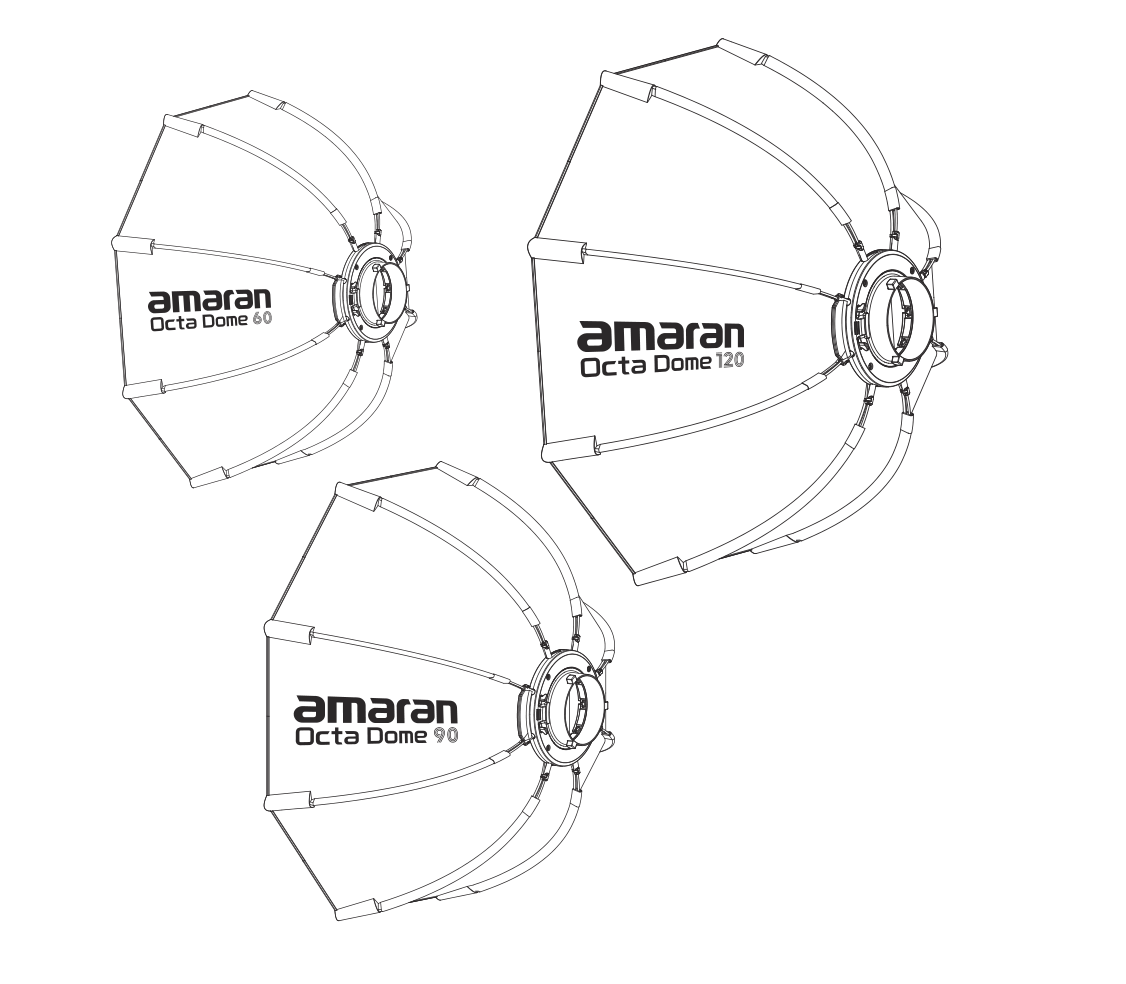 amaran Octa Dome 60, 90, and 120 softboxes