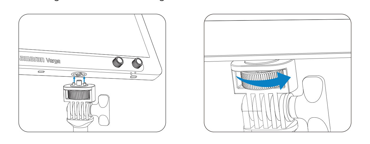 Securing the amaran Verge to the amaran Desk Stand