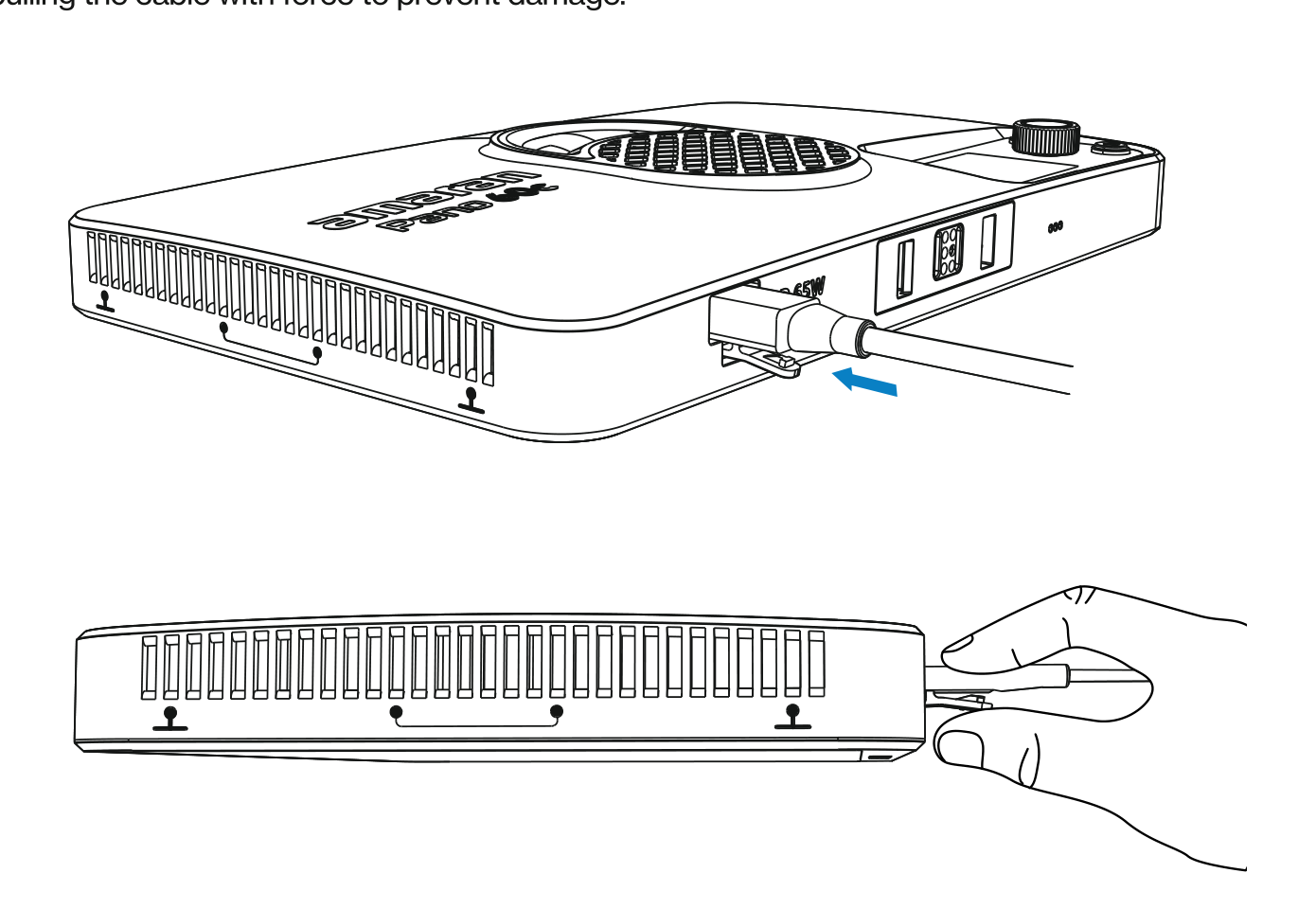 Connecting the USB-C locking power adapter to the amaran Pano 60c